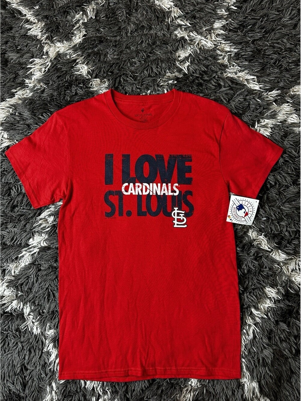 NWT St. Louis Cardinals Womens Small T-Shirt Soft As A Grape I Love St. Louis